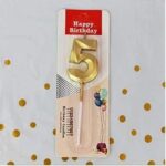 Metallic Golden Number 5 Candles for Anniversary Birthday Golden (5 Eighth Eight 5th 15th 25th 35th 45th 50th)