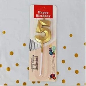 Metallic Golden Number 5 Candles for Anniversary Birthday Golden (5 Eighth Eight 5th 15th 25th 35th 45th 50th)