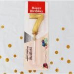 Metallic Golden Number 7 Candles for Anniversary Birthday Golden (7 Seventh Seven 7th 17 17th 27 27th 37 47 57 67)
