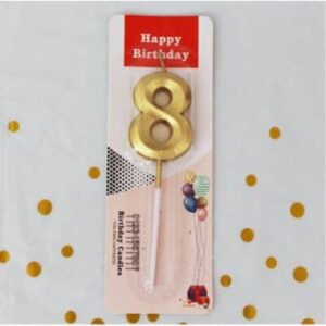 Metallic Golden Number 8 Candles for Anniversary Birthday Golden (8 Eighth Eight 18th 28th 38th 48th 58th 68th)