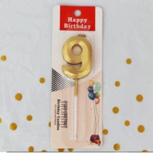 Golden Metallic Number 9 Candles for Anniversary Birthday Golden (Ninth 9th 9 19 29 39 49 59 69)